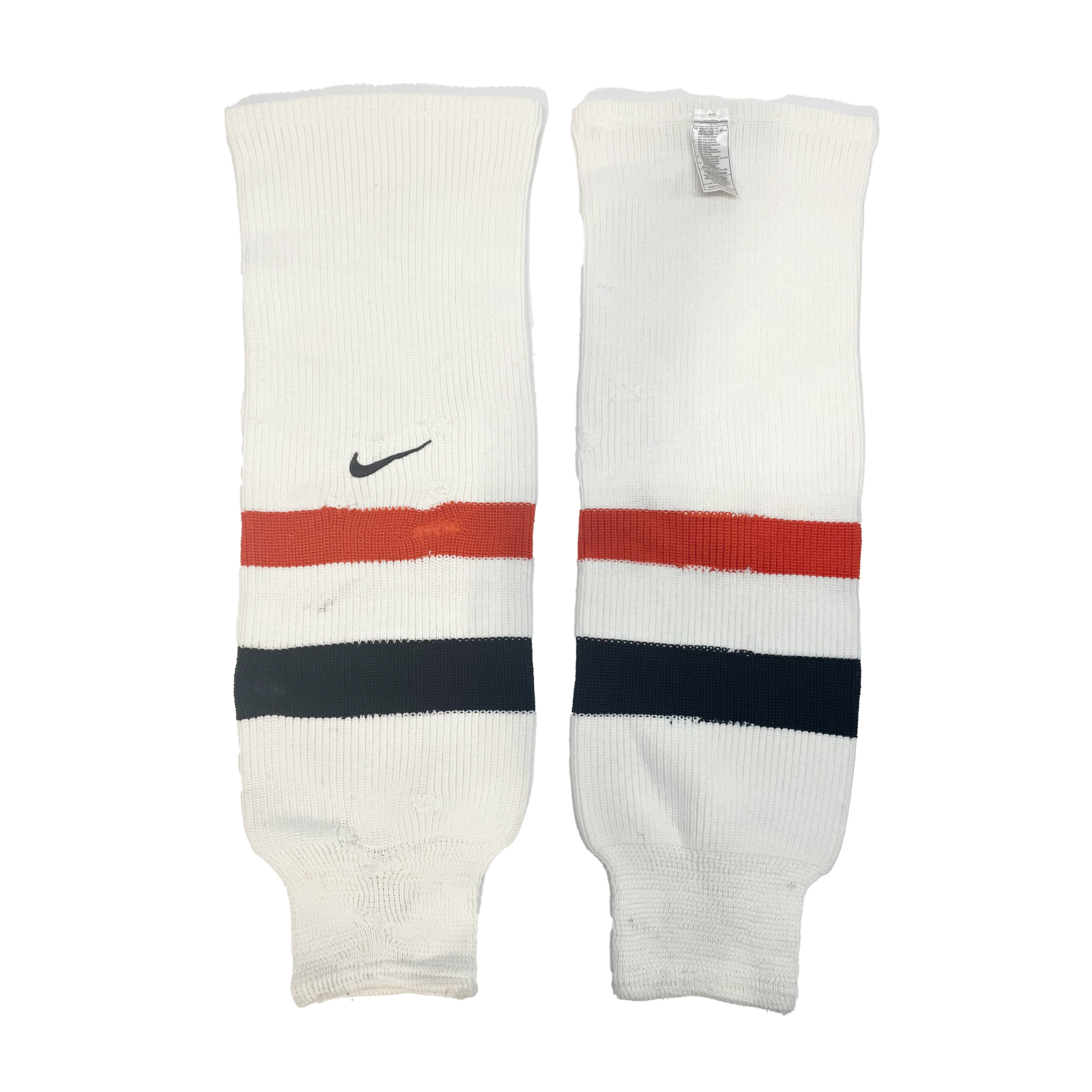 Nike - Chaussettes de hockey en tricot d'occasion (blanc/noir/orange)